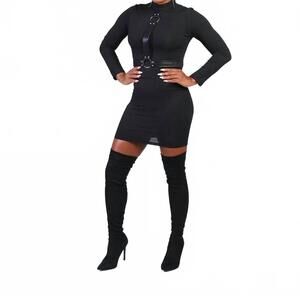 NEW TEA & CUP long sleeve mini dress in black